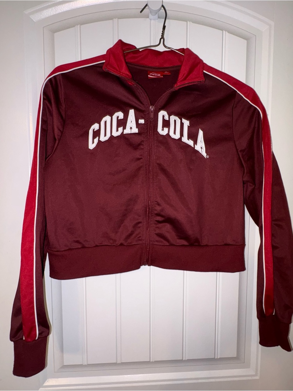 Coca-Cola Maroon Track Jacket with Red Stripes